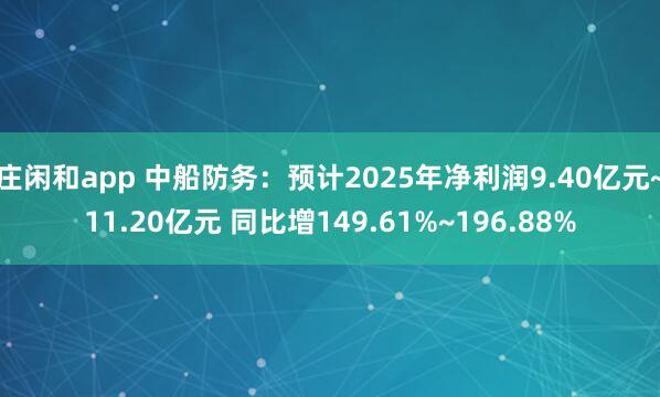 莊閑和app 中船防務：預計2025年凈利潤9.40億元~11.20億元 同比增149.61%~196.88%