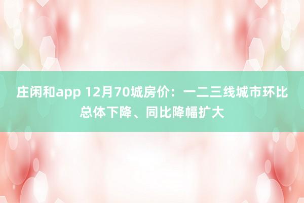 莊閑和app 12月70城房?jī)r(jià)：一二三線城市環(huán)比總體下降、同比降幅擴(kuò)大