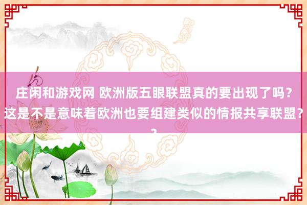 莊閑和游戲網 歐洲版五眼聯盟真的要出現了嗎？這是不是意味著歐洲也要組建類似的情報共享聯盟？