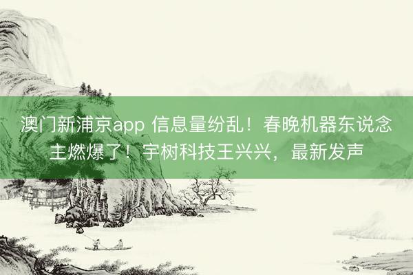 澳門新浦京app 信息量紛亂！春晚機器東說念主燃爆了！宇樹科技王興興，最新發(fā)聲