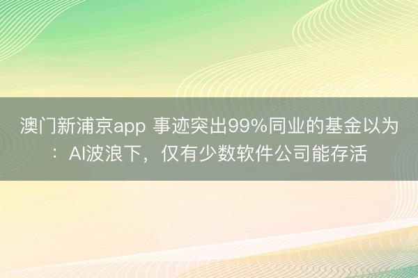 澳門(mén)新浦京app 事跡突出99%同業(yè)的基金以為：AI波浪下，僅有少數(shù)軟件公司能存活