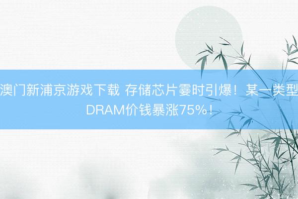 澳門新浦京游戲下載 存儲芯片霎時引爆！某一類型DRAM價錢暴漲75%！