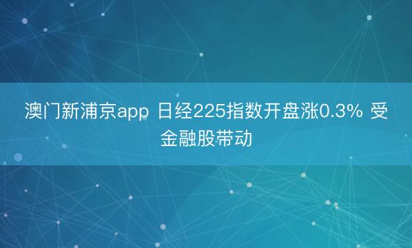 澳門新浦京app 日經(jīng)225指數(shù)開盤漲0.3% 受金融股帶動