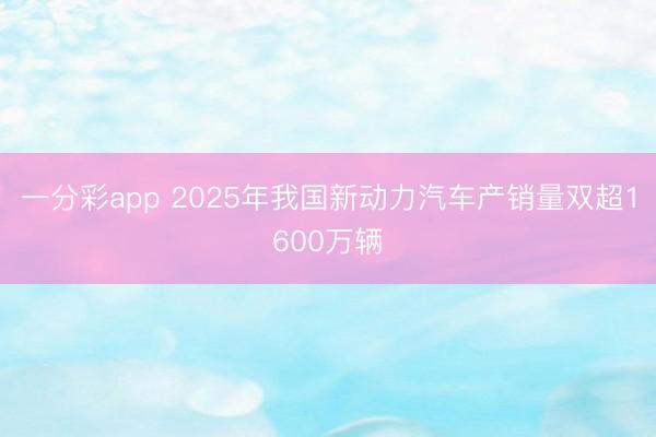 一分彩app 2025年我國新動力汽車產(chǎn)銷量雙超1600萬輛