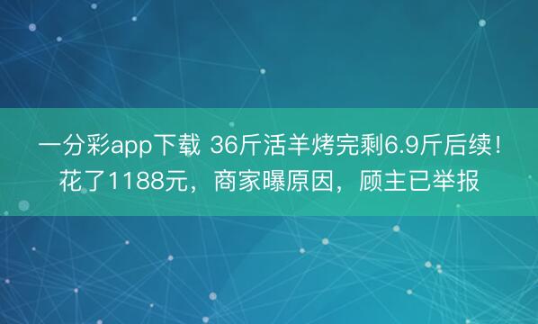 一分彩app下載 36斤活羊烤完剩6.9斤后續！花了1188元，商家曝原因，顧主已舉報